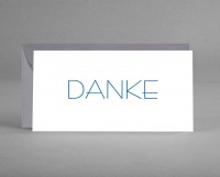 DEZENT IN GRAU: Danke-Karte weiß mit blauer Schrift inkl. grauem Kuvert DEZENT IN GRAU: Danke-Karte weiß mit blauer Schrift inkl. grauem Kuvert