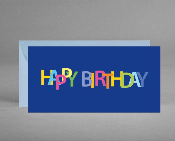 HAPPY BIRTHDAY AUF BLAU Geburtstagskarte &quot;Happy Birthday inkl. Kuvert