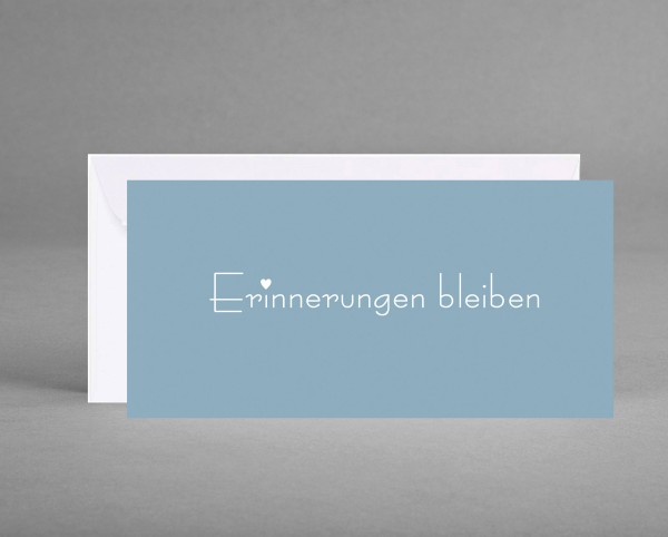 ERINNERUNGEN BLEIBEN: Trauerkarte in Bleu inkl. Kuvert