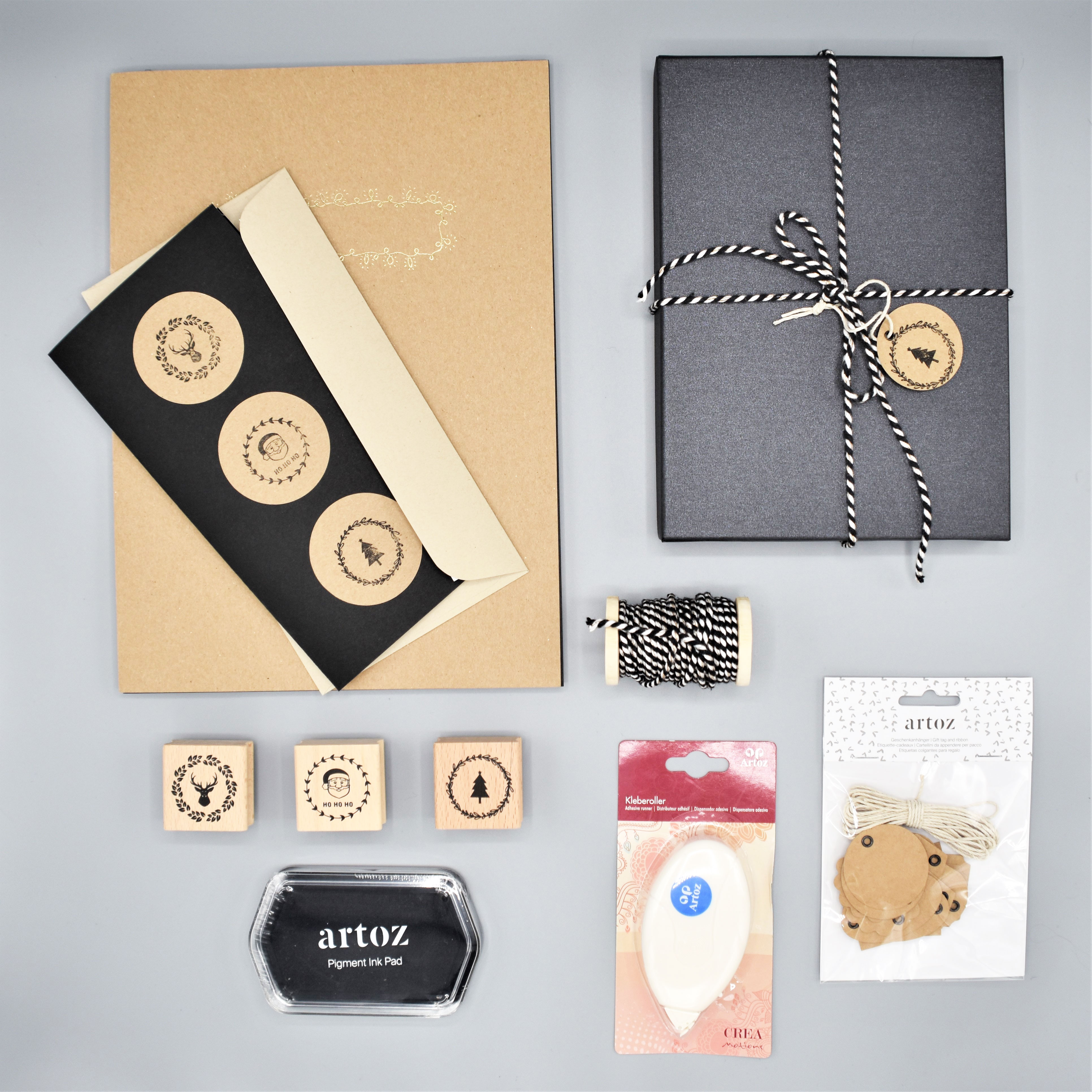 1_black-grocer-kraft_Weihnachtskarten-selber-gestalten_schwarz_grocer-kraft_kraftpapier_stempel_geschenkverpackungen-verzieren_handmade_selfmade_artoz_diy_grusskartenUa9I5ZF77tWES