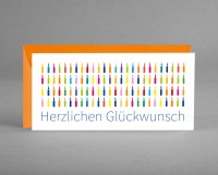 BUNTE KERZEN IN ORANGE: Glückwunschkarte "Herzlichen Glückwunsch" mit bunten Kerzen inkl. Kuvert BUNTE KERZEN IN ORANGE: Glückwunschkarte "Herzlichen Glückwunsch" mit bunten Kerzen inkl. Kuvert