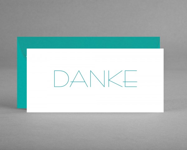 DEZENT: Danke-Karte weiß mit smaragdgrüner Schrift inkl. Kuvert