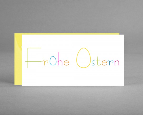 FRÖHLICH IN ZITRONENGELB: Grußkarte &quot;Frohe Ostern&quot; inkl. Kuvert