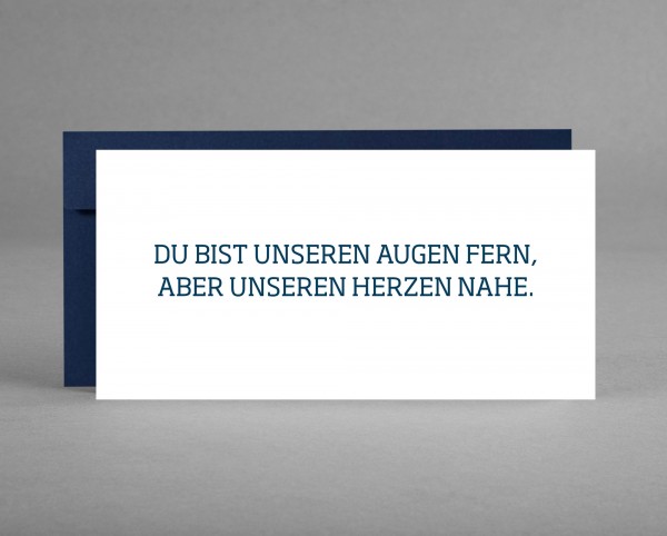 AUSDRUCKSSTARK: Trauerkarte &quot;Du bist unseren Augen fern, aber ...&quot; weiß inkl. Kuvert