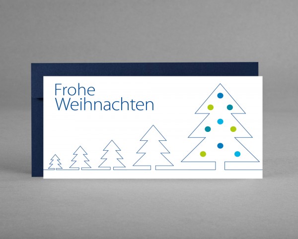 WINTERLICH: Weihnachtskarte &quot;Weihnachtsbäume&quot; blaue Silhouette inkl. Kuvert