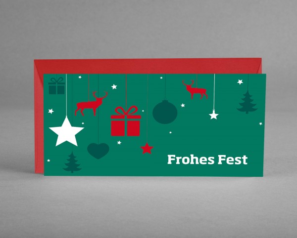 SKANDINAVISCH: Weihnachtskarte mit weihnachtlichen Symbolen inkl. Kuvert