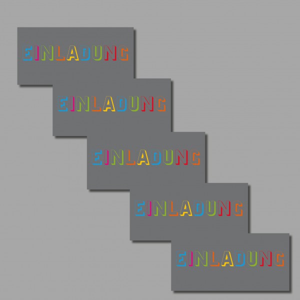 5 neutrale Postkarten &quot;Einladung auf grau&quot; ohne. Kuvert (5 Stück)