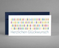BUNTE KERZEN IN BLAU: Glückwunschkarte "Herzlichen Glückwunsch" mit bunten Kerzen inkl. Kuvert BUNTE KERZEN IN BLAU: Glückwunschkarte "Herzlichen Glückwunsch" mit bunten Kerzen inkl. Kuvert