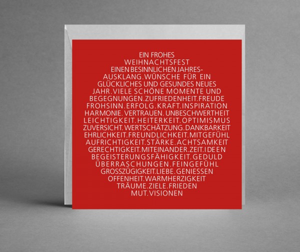 INSPIRATIV IN SILBER: Rote Weihnachtskarte &quot;Weihnachtsbaumkugel als Text &quot;mit Lack veredelt ink