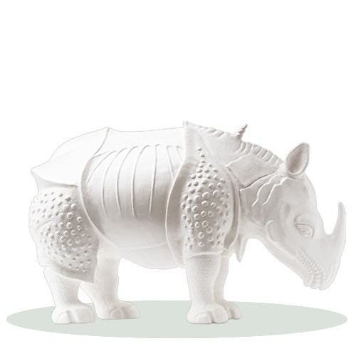 IN WEISS: Rhinozeros »Metapheros« nach A. Dürer - Design Daniel Eltner inkl. Lieferkosten