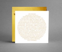 NEU: EDEL IN  GOLD: Weihnachtskarte Weihnachtsbaumkugel als Text  in gold inkl. Kuvert NEU: EDEL IN  GOLD: Weihnachtskarte Weihnachtsbaumkugel als Text  in gold inkl. Kuvert