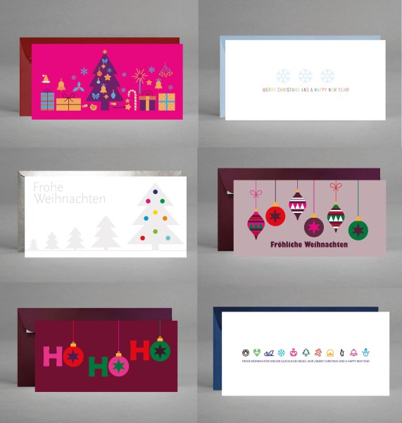 WEIHNACHTSKARTEN IV: Kartenset von 6 Weihnachtskarten inkl. Kuverts