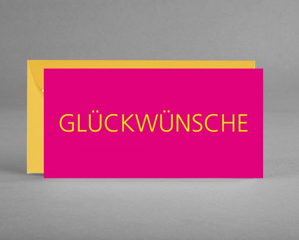 FARBENFROH: Glückwunschkarte &quot;Glückwünsche&quot; magenta-pink-gelb inkl. Kuvert