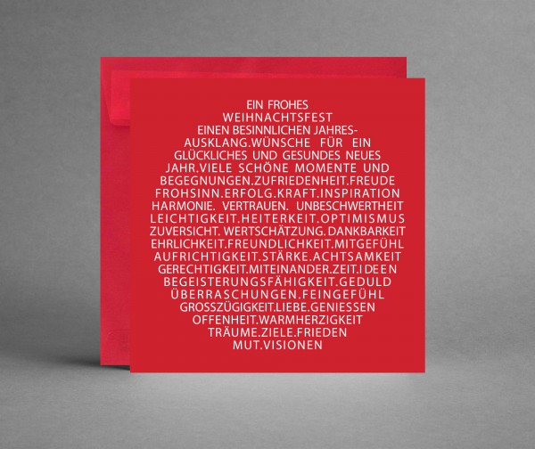 INSPIRATIVER BESTSELLER: Rote Weihnachtskarte &quot;Weihnachtsbaumkugel als Text&quot; mit Lack veredelt