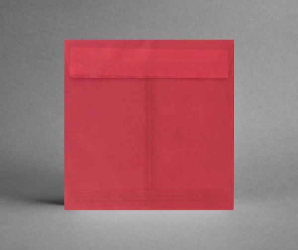 5 Kuverts quadratisch transparent-rot 155 x 155 mm, ohne Sichtfenster (Set) inkl. Versand
