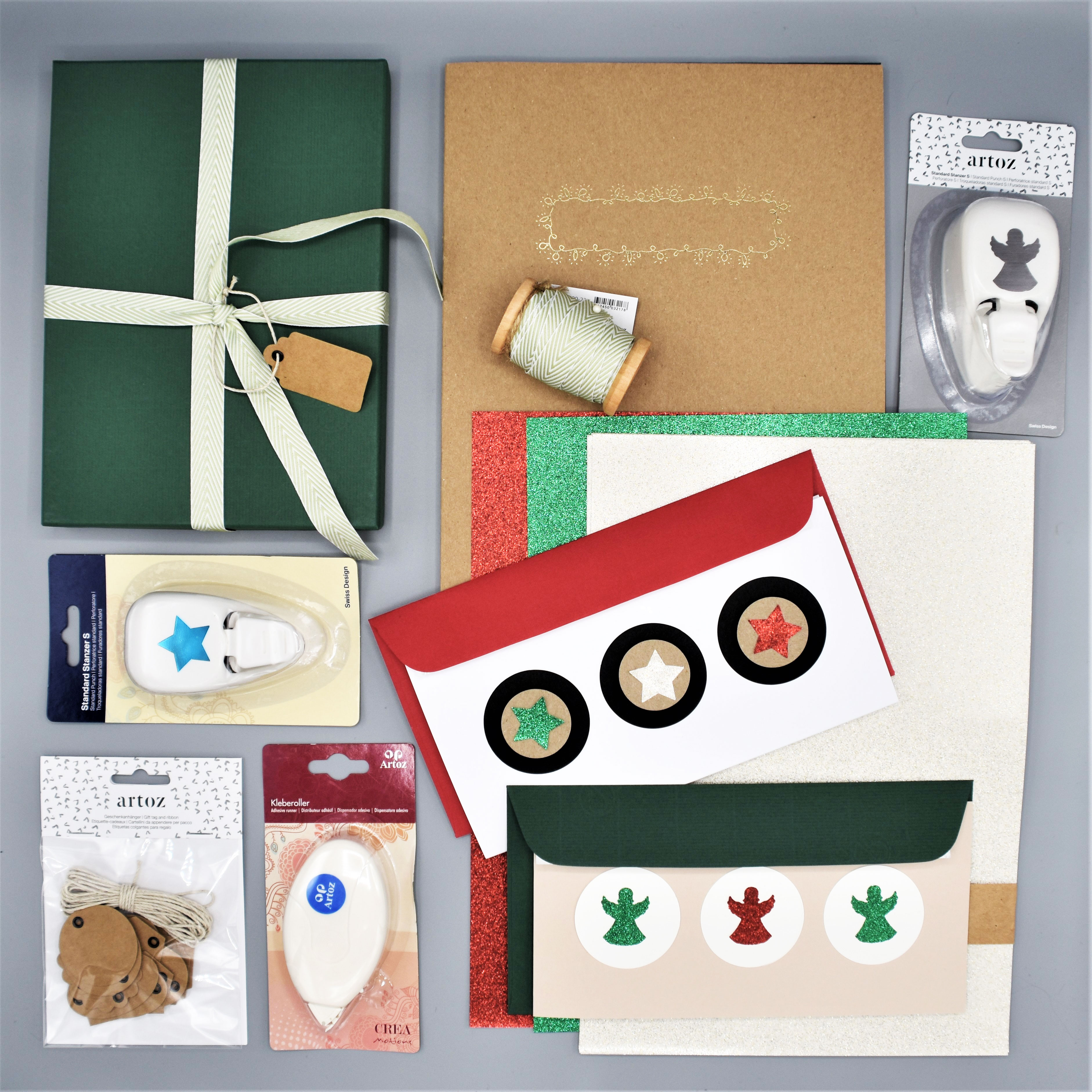 3_Weihnachtskarten-selber-gestalten_grocer-kraft_kraftpapier_glittpapier_rot-gr-n_engel-stanze_stempel_geschenkverpackungen-verzieren_handmade_selfmade_artoz_diy_grusskartenVRu5pgTzskMyL