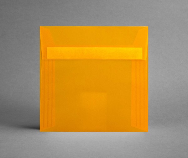 In ORANGE-TRANSPARENT: 5 Kuverts quadratisch 160 x 160 mm, ohne Sichtfenster (Set)