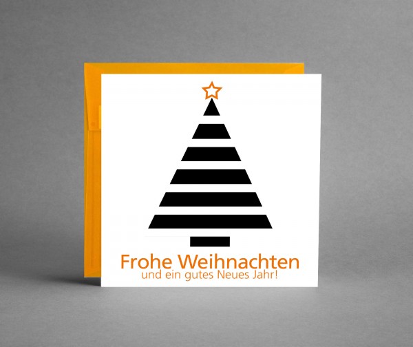 AUSDRUCKSSTARK MIT ORANGE: Weihnachtskarte &quot;Weihnachtsbaum schwarz-weiß&quot; inkl. Kuvert