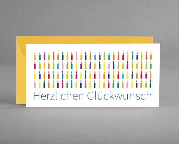 Glückwunschkarte "Herzlichen Glückwunsch" mit vielen bunten Kerzen inkl. Kuvert