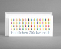 BUNTE KERZEN IN TRANSPARENT: Glückwunschkarte "Herzlichen Glückwunsch" inkl. Kuvert BUNTE KERZEN IN TRANSPARENT: Glückwunschkarte "Herzlichen Glückwunsch" inkl. Kuvert