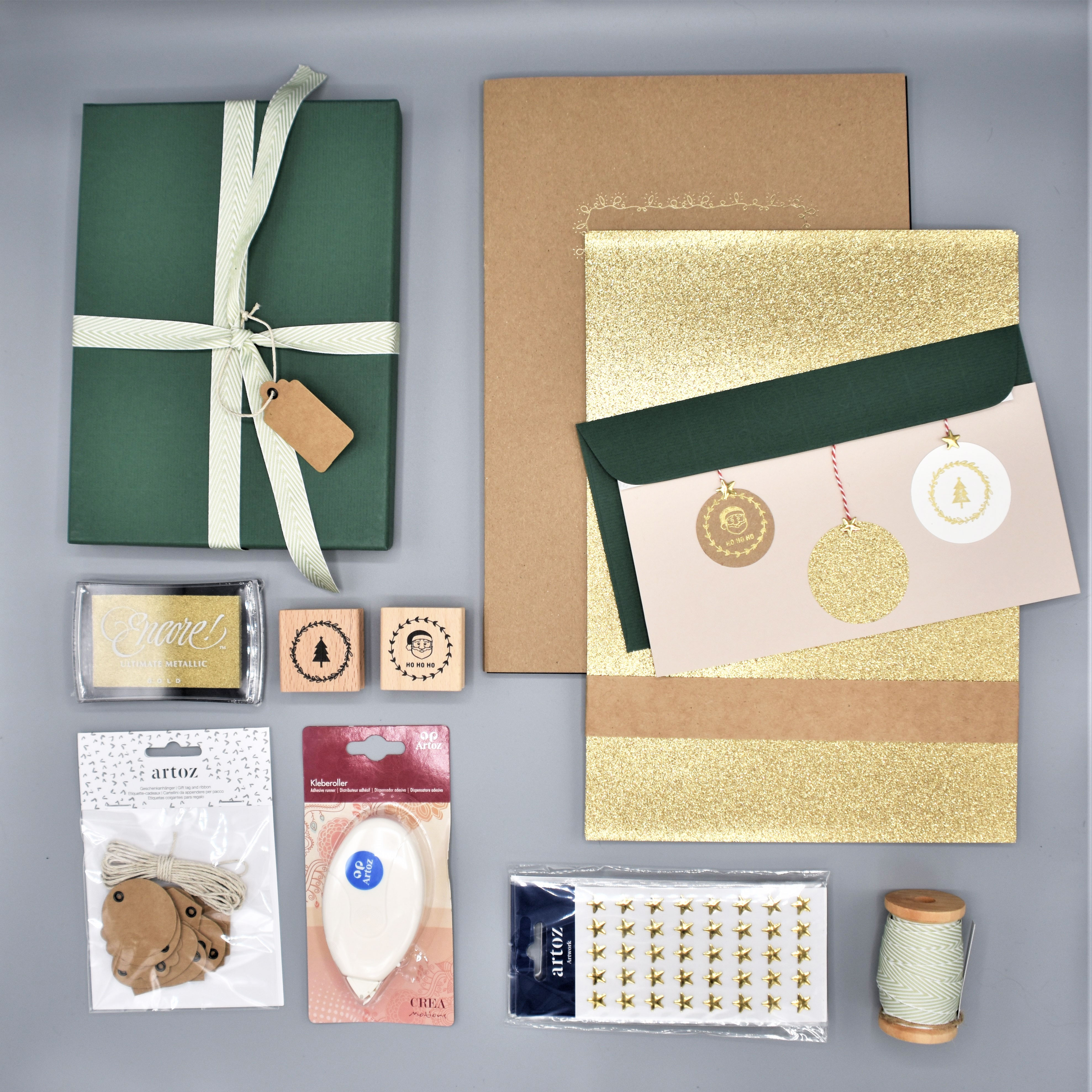 4_Weihnachtskarten-selber-gestalten_grocer-kraft_kraftpapier_glittpapier_gold_Stempel_geschenkverpackungen-verzieren_handmade_selfmade_artoz_diy_grusskartenci7ajuZY5aK9k