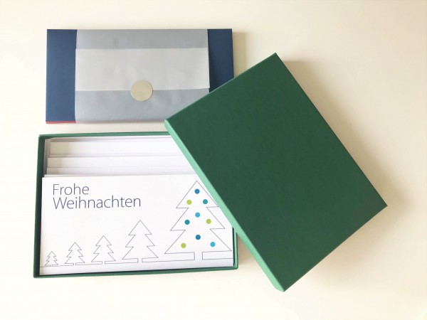 Kartenbox dunkegrün: 10 besondere Grußkarten in der edlen artoz Pure Box A5 in racing green