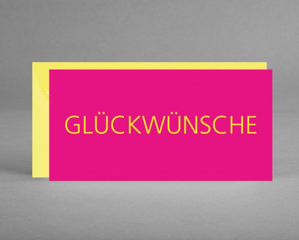 FARBENFROH: Glückwunschkarte &quot;Glückwünsche&quot; magenta-pink-gelb inkl. Kuvert