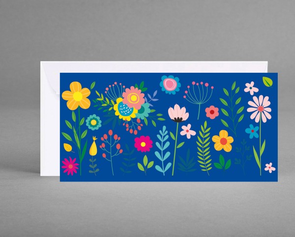IN BLÜTENWEISS: Universelle florale neutrale Einladung-, Gutschein-, Glückwunschkarte inkl. Kuvert