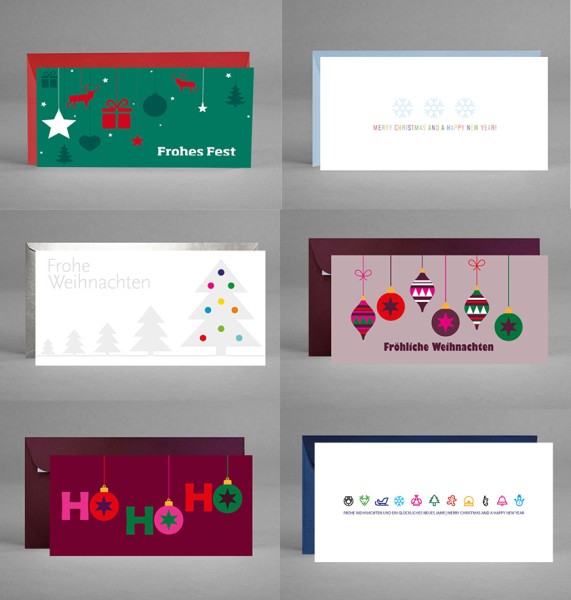 WEIHNACHTSKARTEN II: Kartenset von 6 Weihnachtskarten inkl. Kuverts