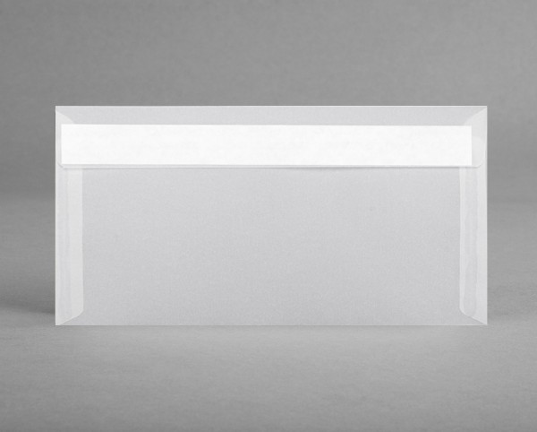 In WEISS-TRANSPARENT: 5 Kuverts , DIN lang 220 x 110 mm, ohne Sichtfenster (Set)