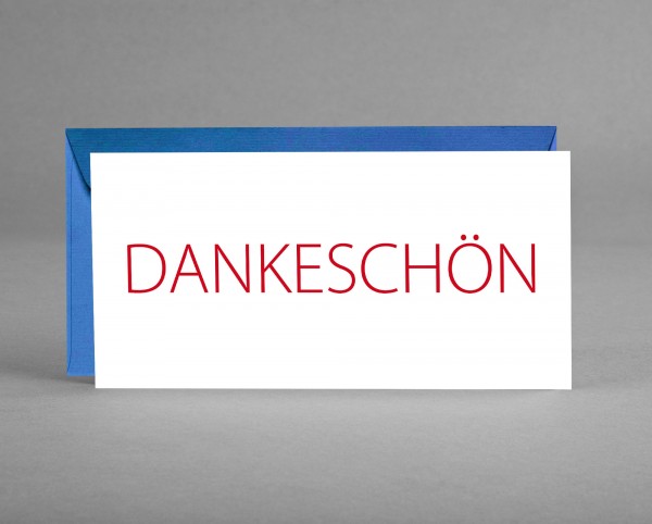 ZEITLOS: Dankeschön-Karte weiß mit rotem Schriftzug inkl. Kuvert